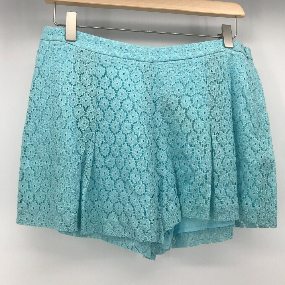 Gianni Bini Senna Short Womens Small Horizon Blue Lace Floral Lined Side Zip NEW